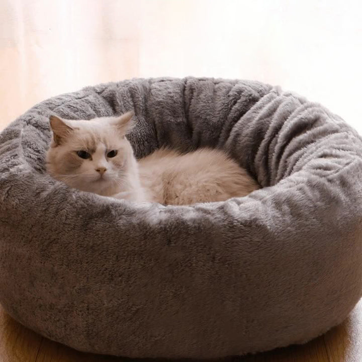 Long Plush Donut Pet Bed Soft Fluffy Cozy Cushion Mat