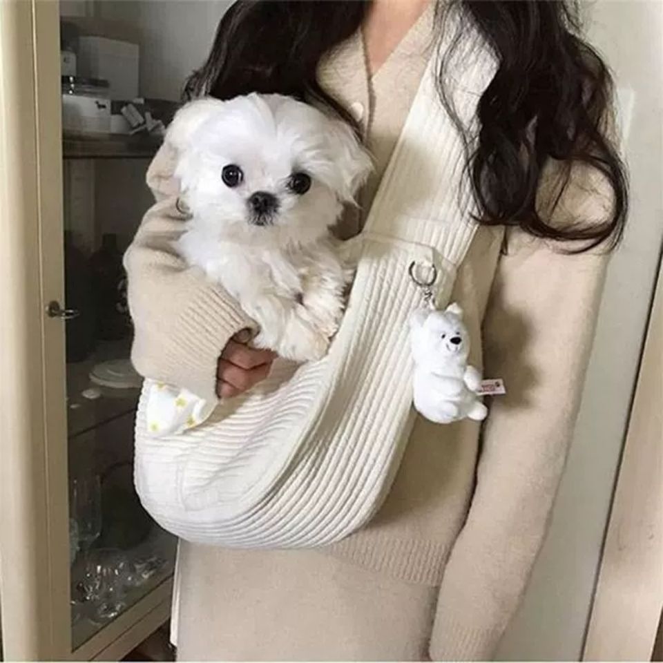 Handmade Pet Carrier Canvas Shoulder Tote Bag for Travel