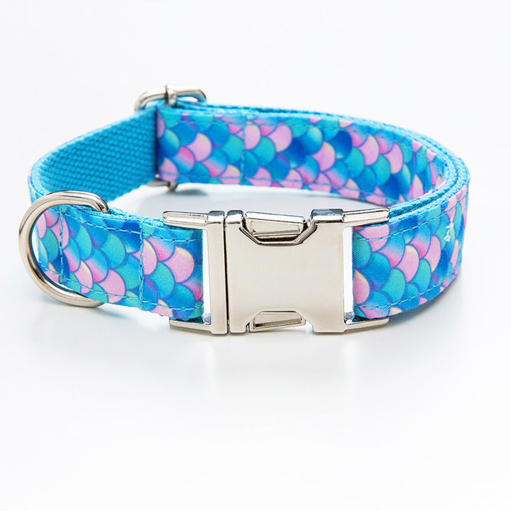Mermaid Design Pet Collar And Leash Set
