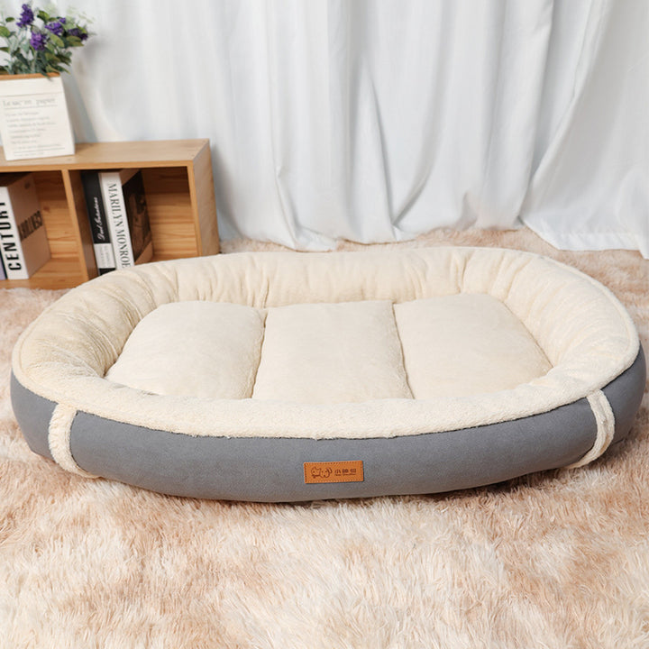 Round Linen Pet Bed Non-Slip Comfortable Nest