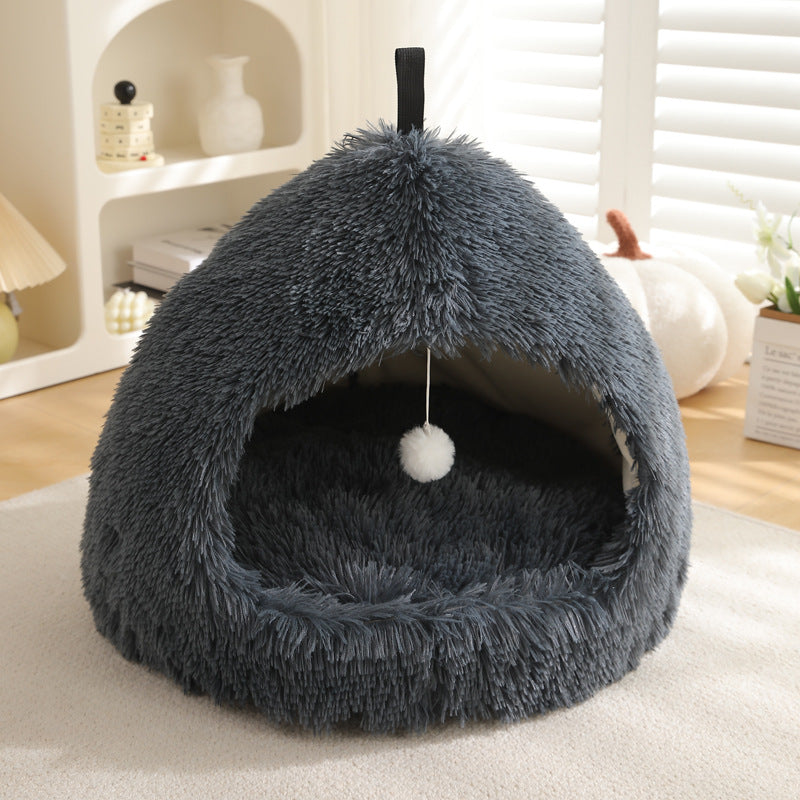 Plush Winter Pet Bed Soft Cozy Warm Sleeping Nest