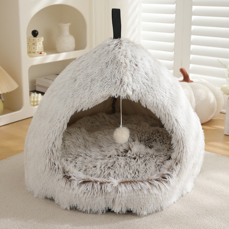 Plush Winter Pet Bed Soft Cozy Warm Sleeping Nest