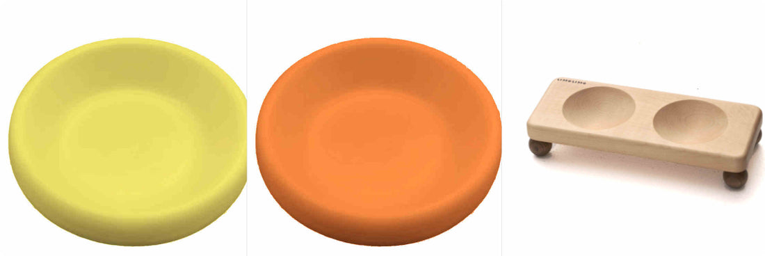 Solid Wood Cat Bowl with Ceramic Pet Feeding Bowl
