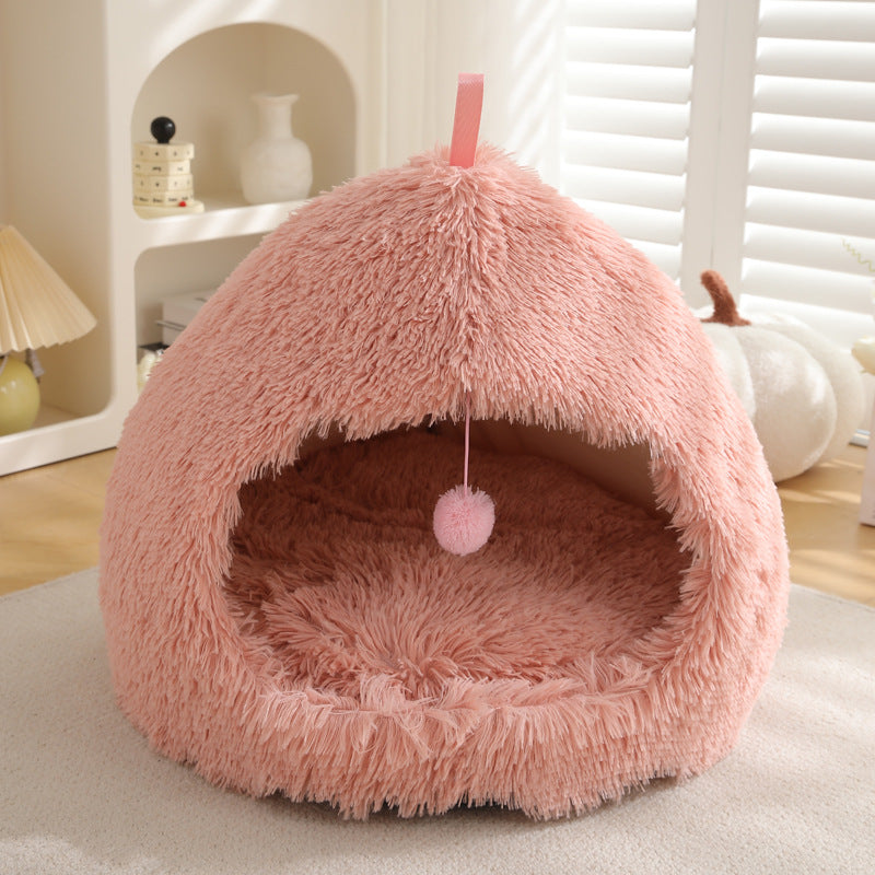 Plush Winter Pet Bed Soft Cozy Warm Sleeping Nest