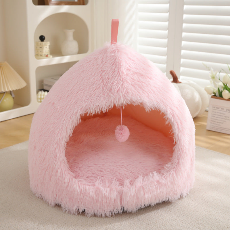 Plush Winter Pet Bed Soft Cozy Warm Sleeping Nest