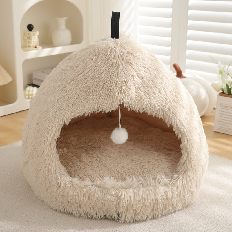 Plush Winter Pet Bed Soft Cozy Warm Sleeping Nest