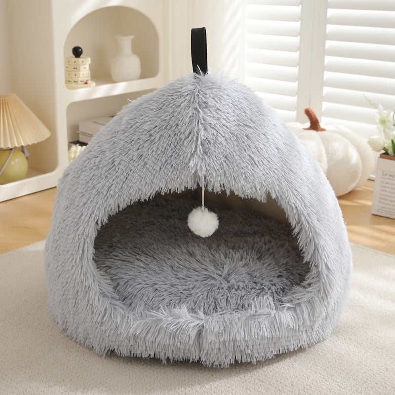 Plush Winter Pet Bed Soft Cozy Warm Sleeping Nest