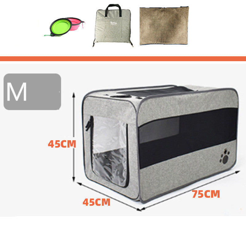 Portable Folding Pet Carrier Bag Travel Bag With Safety Zippers