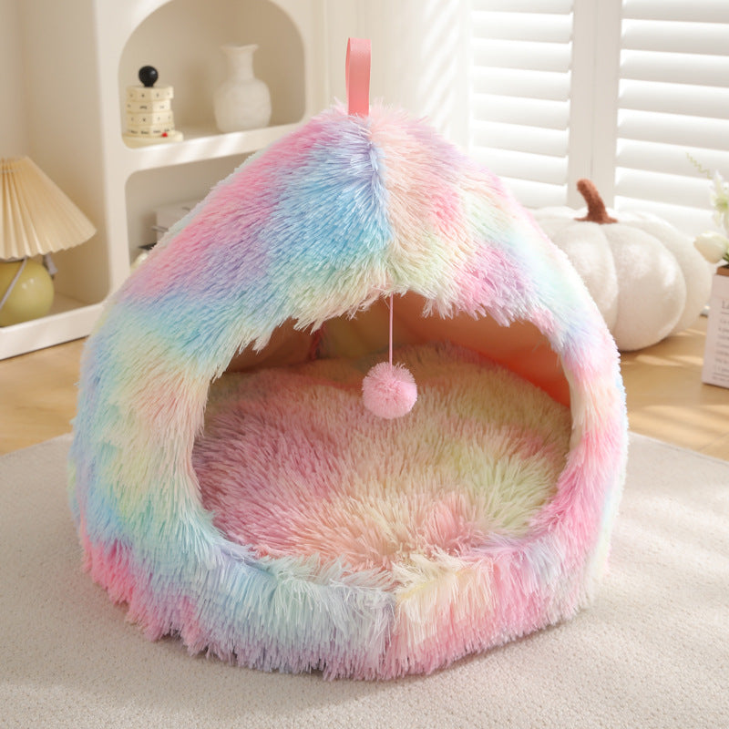 Plush Winter Pet Bed Soft Cozy Warm Sleeping Nest