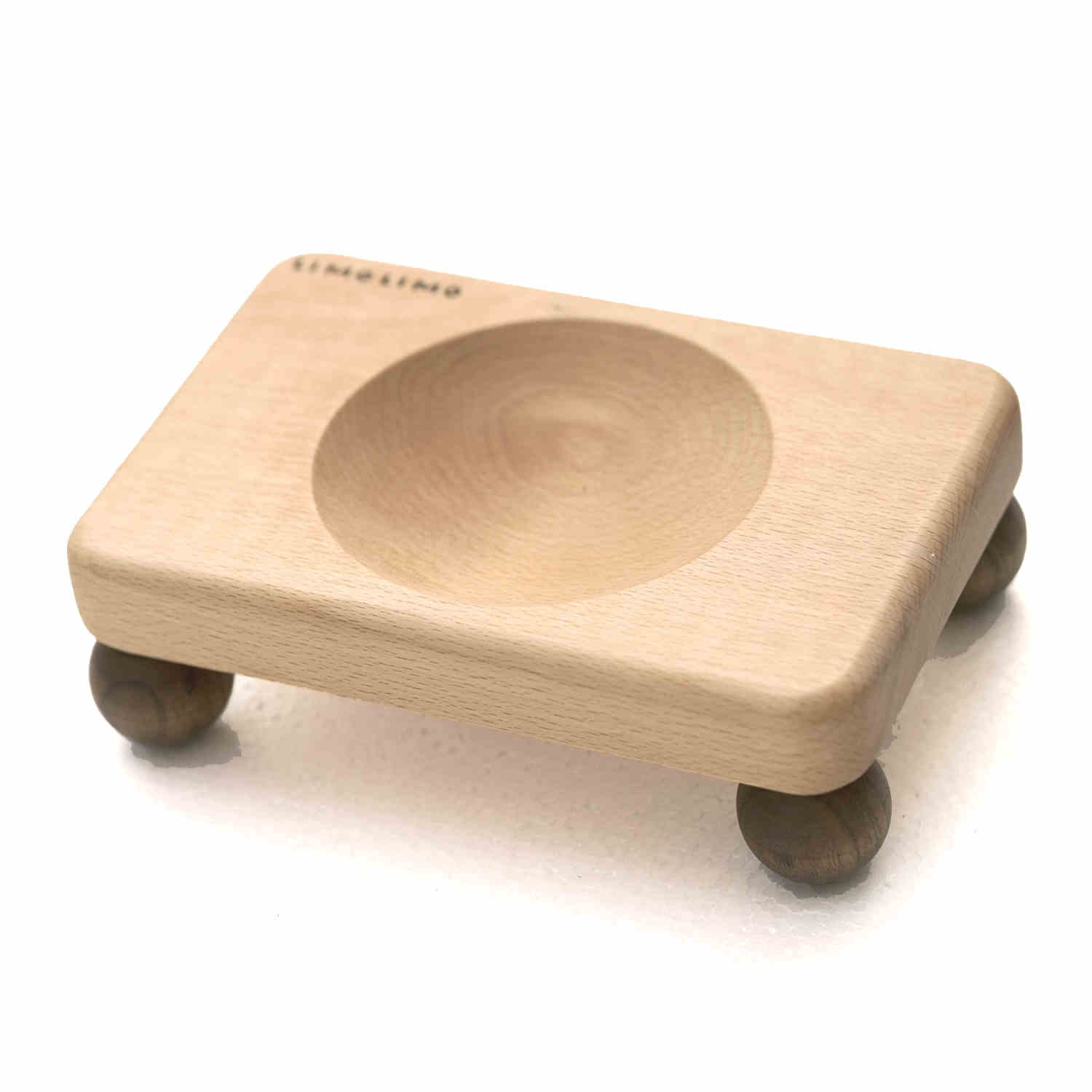 Solid Wood Cat Bowl with Ceramic Pet Feeding Bowl