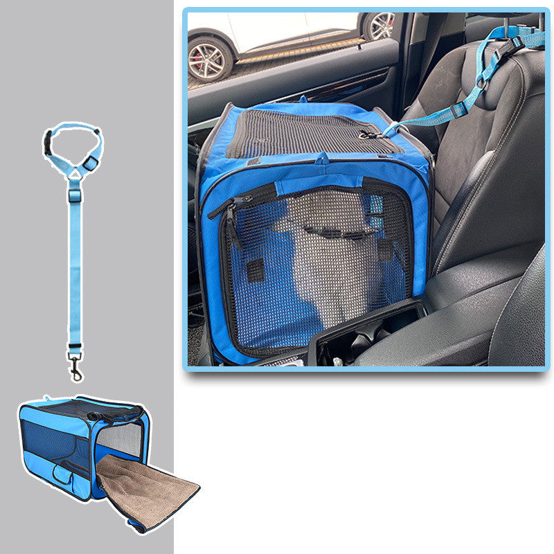 Portable Folding Pet Carrier Bag Travel Bag With Safety Zippers